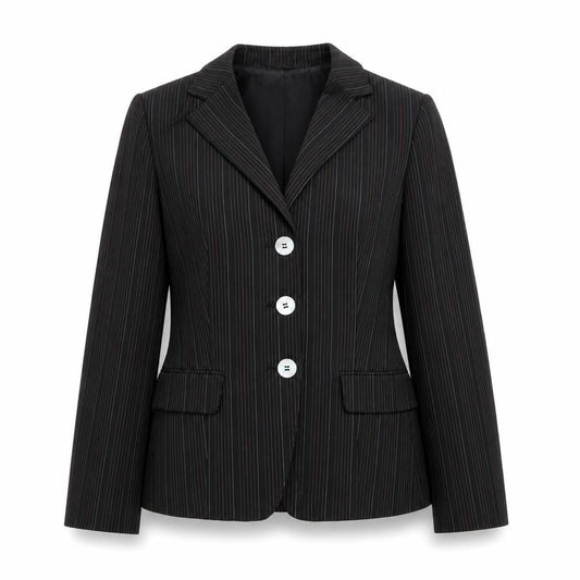 Marella Womens Black Pinstripe Blazer Jacket Size 10