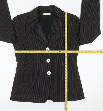 Marella Womens Black Pinstripe Blazer Jacket Size 10