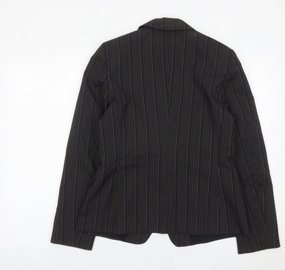 Marella Womens Black Pinstripe Blazer Jacket Size 10