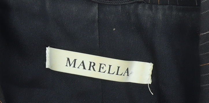 Marella Womens Black Pinstripe Blazer Jacket Size 10