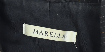 Marella Womens Black Pinstripe Blazer Jacket Size 10