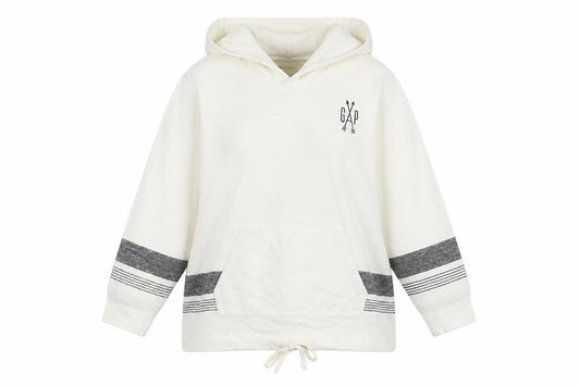 Gap Women Ivory Hoodie Pullover Medium Cotton Blend Hooded Sweatshirt