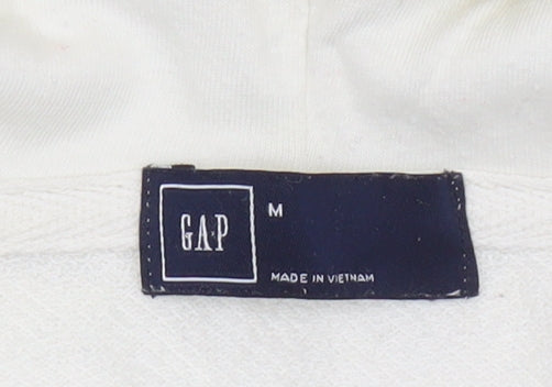 GAP Women Ivory Hoodie Pullover Medium Cotton Blend Hooded Sweatshirt