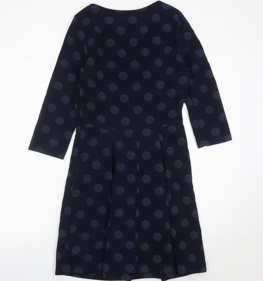 Next Women's Blue Polka Dot Fit & Flare Dress Size 10