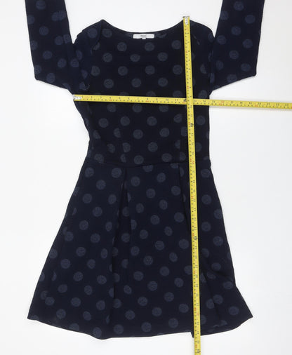 Next Women's Blue Polka Dot Fit & Flare Dress Size 10