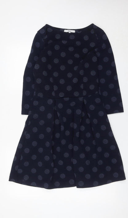Next Women's Blue Polka Dot Fit & Flare Dress Size 10