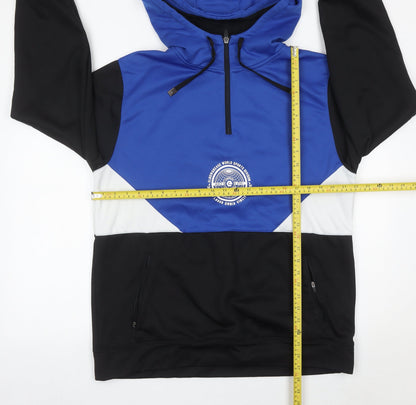 Elbow Grease Athletics Men's Blue Black White Hoodie Size L 1/2 Zip