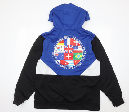 Elbow Grease Athletics Men's Blue Black White Hoodie Size L 1/2 Zip