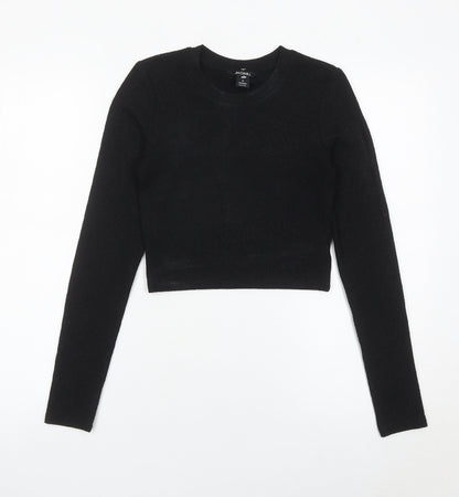 Womens UK Size S Monki Black Cropped T-Shirt