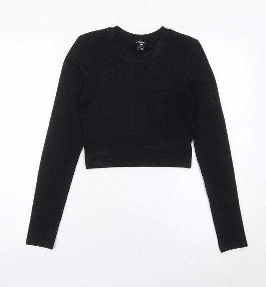 Womens UK Size S Monki Black Cropped T-Shirt