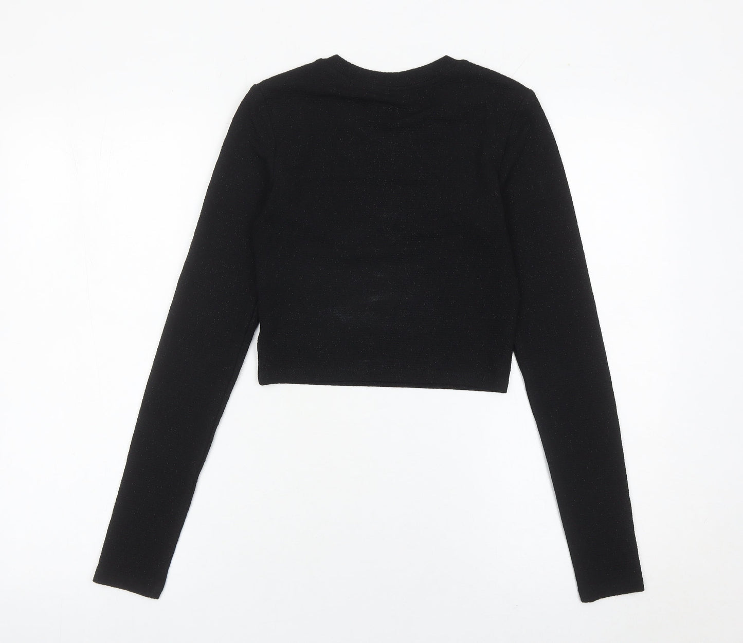 Womens UK Size S Monki Black Cropped T-Shirt