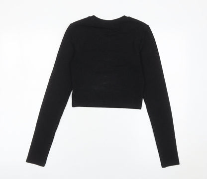 Womens UK Size S Monki Black Cropped T-Shirt