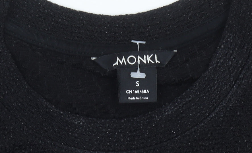 Womens UK Size S Monki Black Cropped T-Shirt