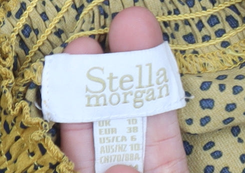 Stella Morgan Womens Yellow Animal Print Tunic Blouse Size 10