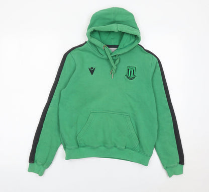 Macron Boys XS Green Pullover Hoodie Stoke City Football Logo