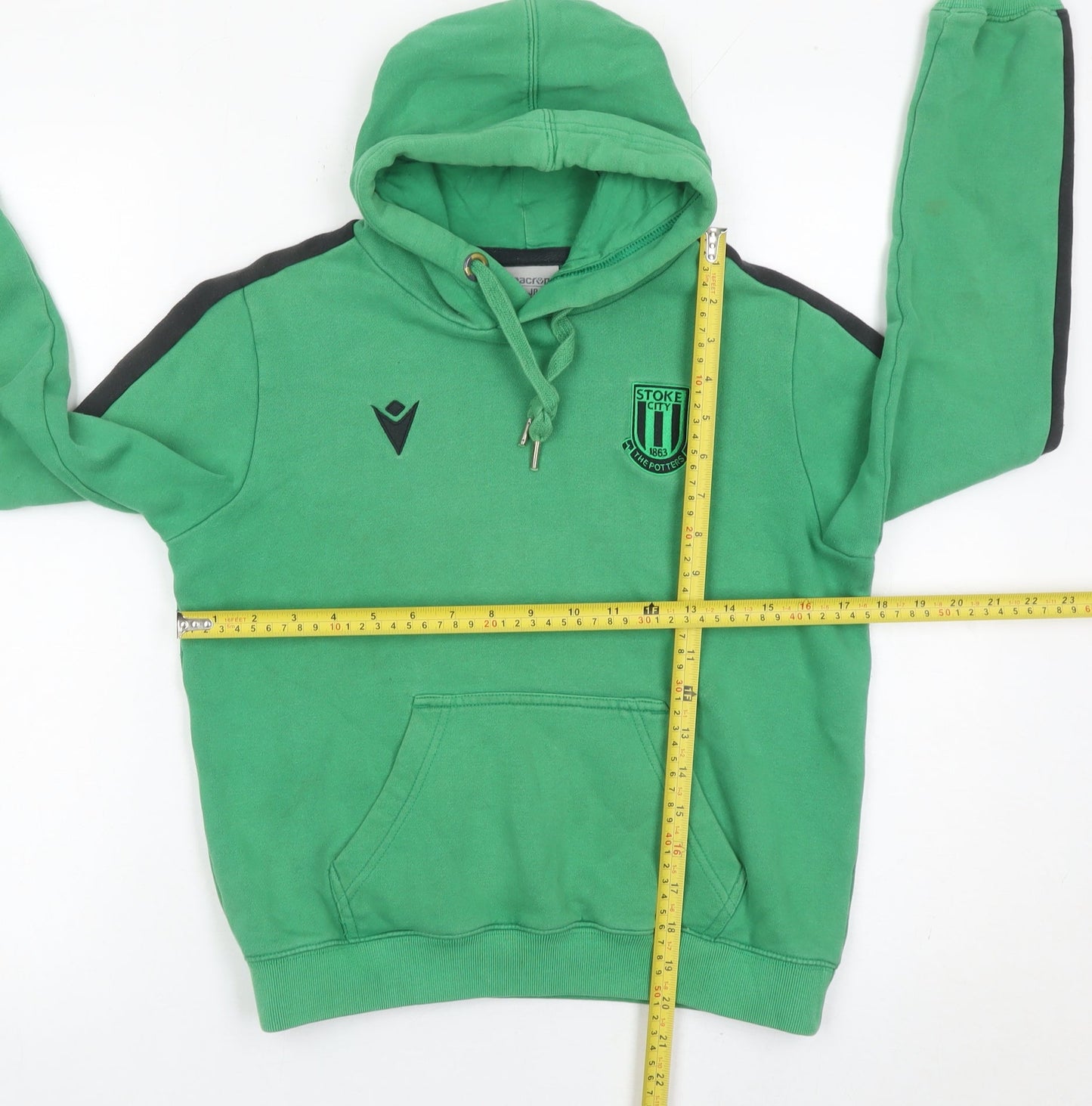 Macron Boys XS Green Pullover Hoodie Stoke City Football Logo