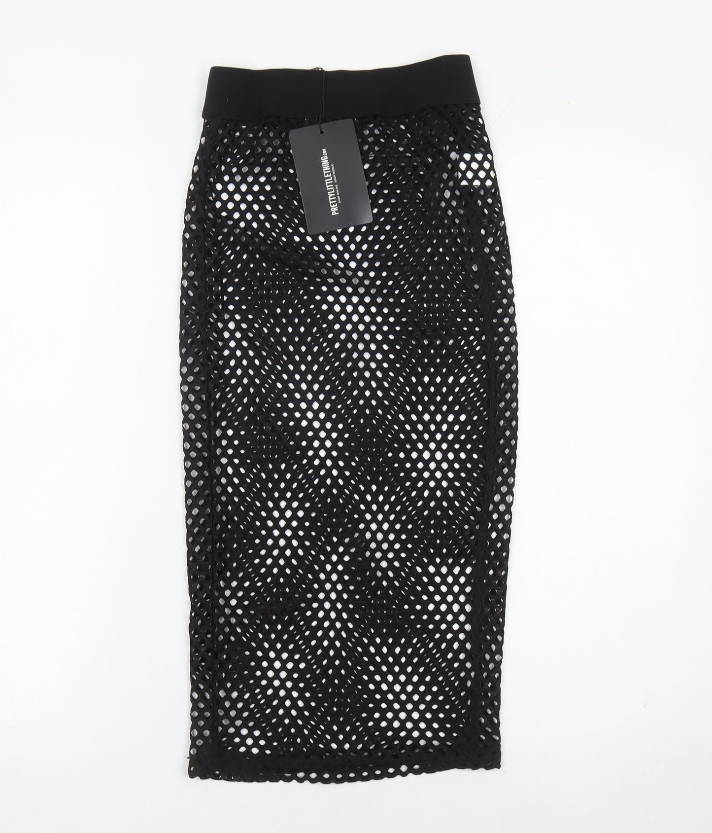 PrettyLittleThing Women’s Black Mesh Midi Pencil Skirt Size 8