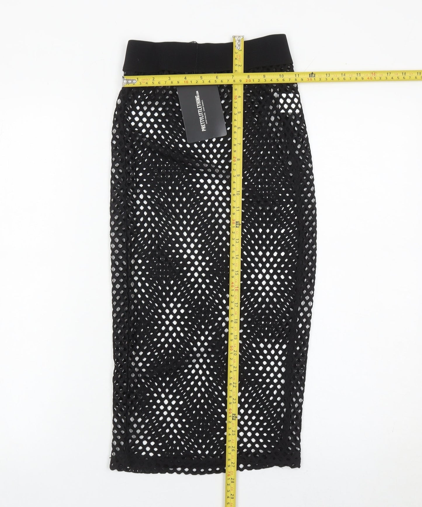 PrettyLittleThing Women’s Black Mesh Midi Pencil Skirt Size 8