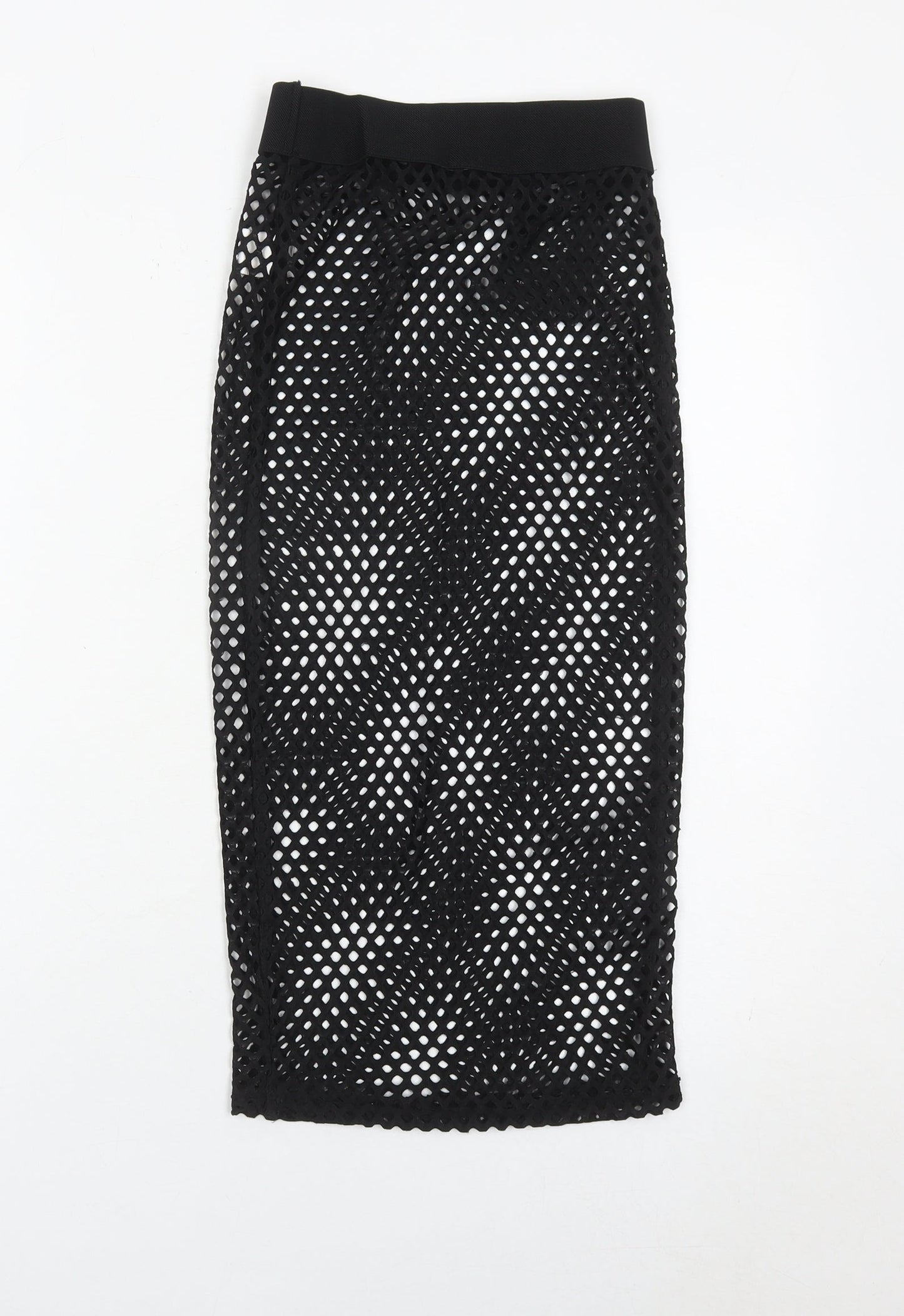 PrettyLittleThing Women’s Black Mesh Midi Pencil Skirt Size 8