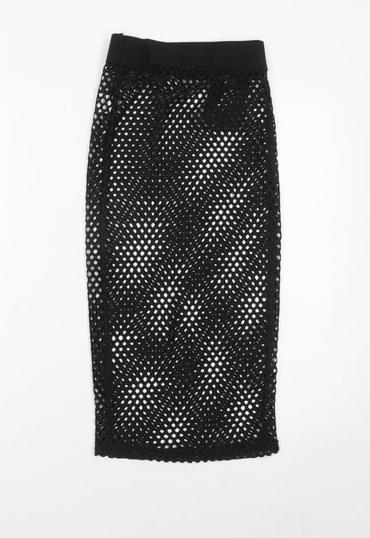 PrettyLittleThing Women’s Black Mesh Midi Pencil Skirt Size 8