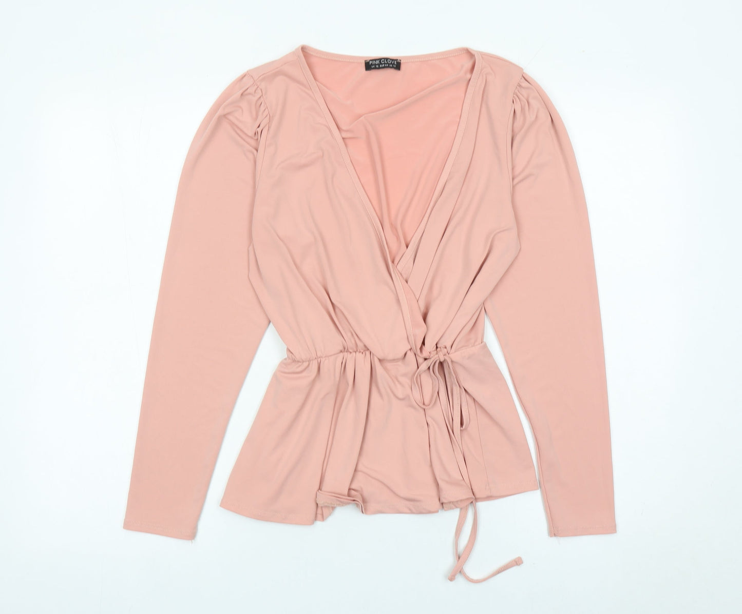 Pink Clove Women’s Pink Wrap Blouse UK 16 Long Sleeve V-Neck