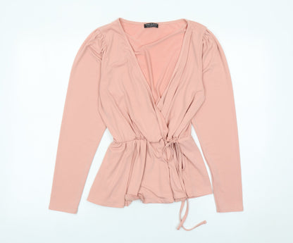 Pink Clove Women’s Pink Wrap Blouse UK 16 Long Sleeve V-Neck
