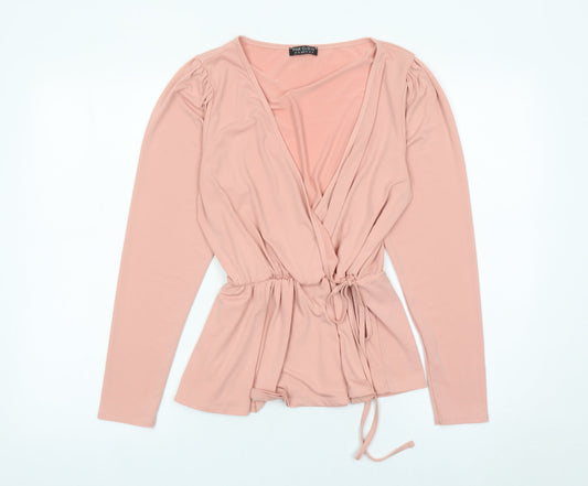 Pink Clove Women’s Pink Wrap Blouse UK 16 Long Sleeve V-Neck