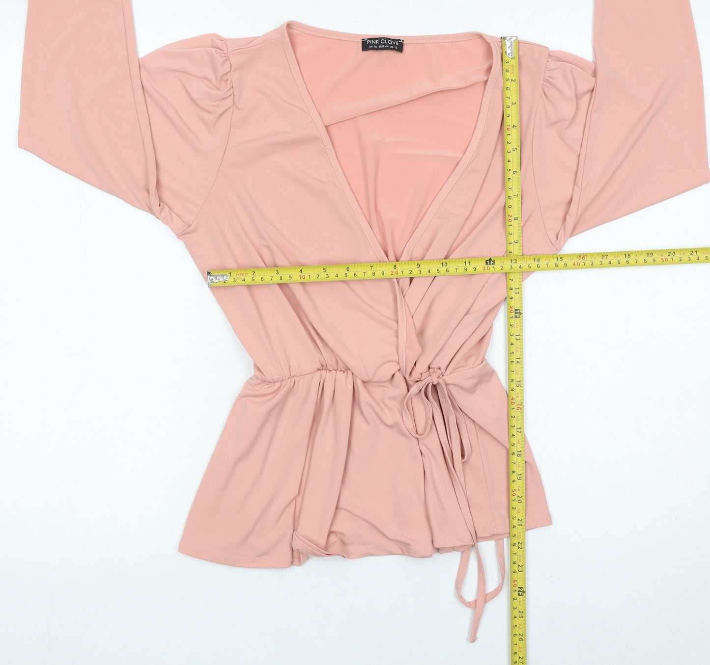 Pink Clove Women’s Pink Wrap Blouse UK 16 Long Sleeve V-Neck