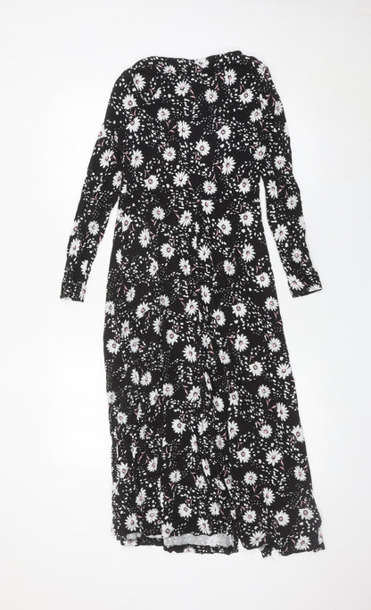 Dorothy Perkins Petite Women’s Black Floral Midi Fit & Flare Dress UK 8