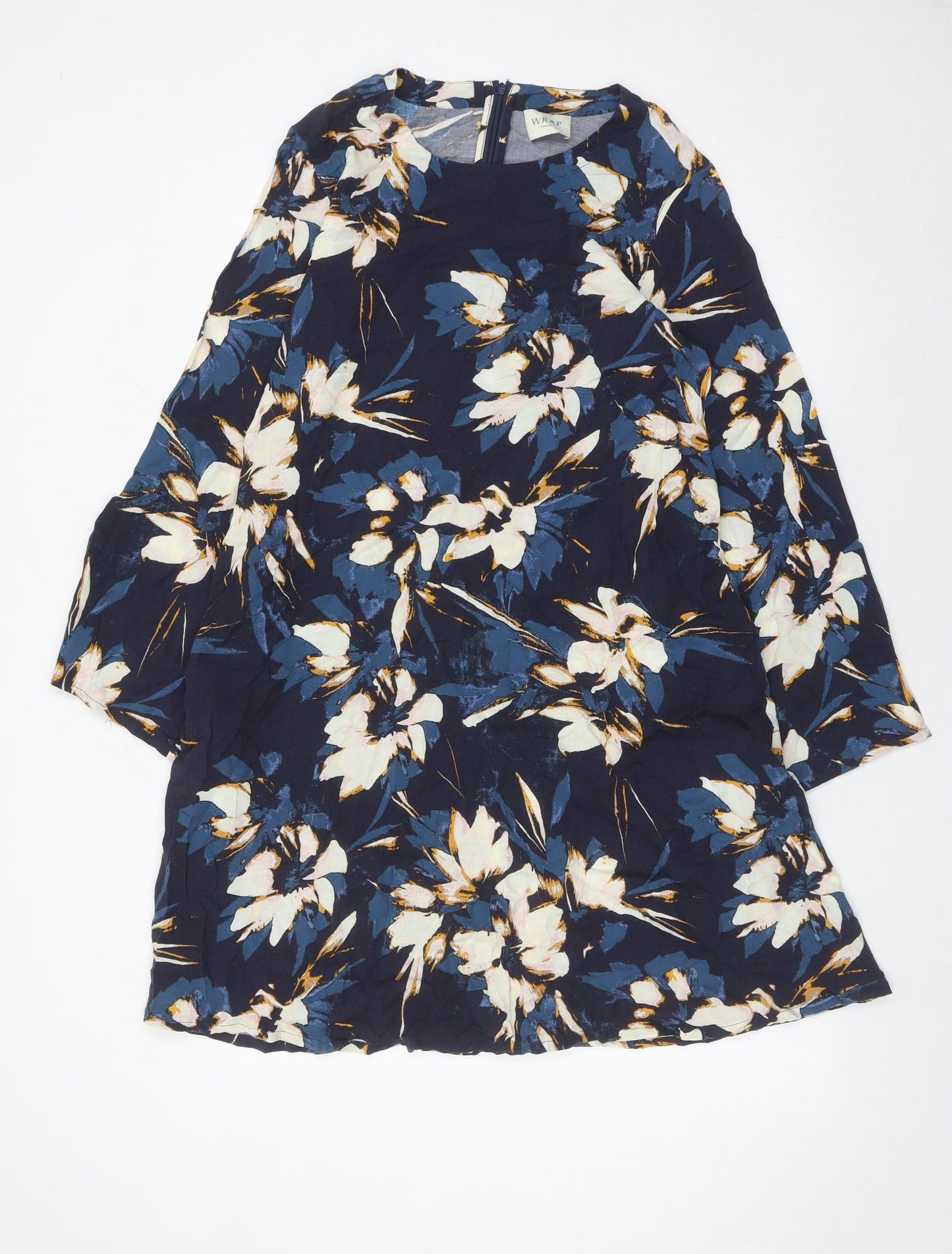 Wrap London Women’s Blue Floral Shift Dress UK 10 Knee Length