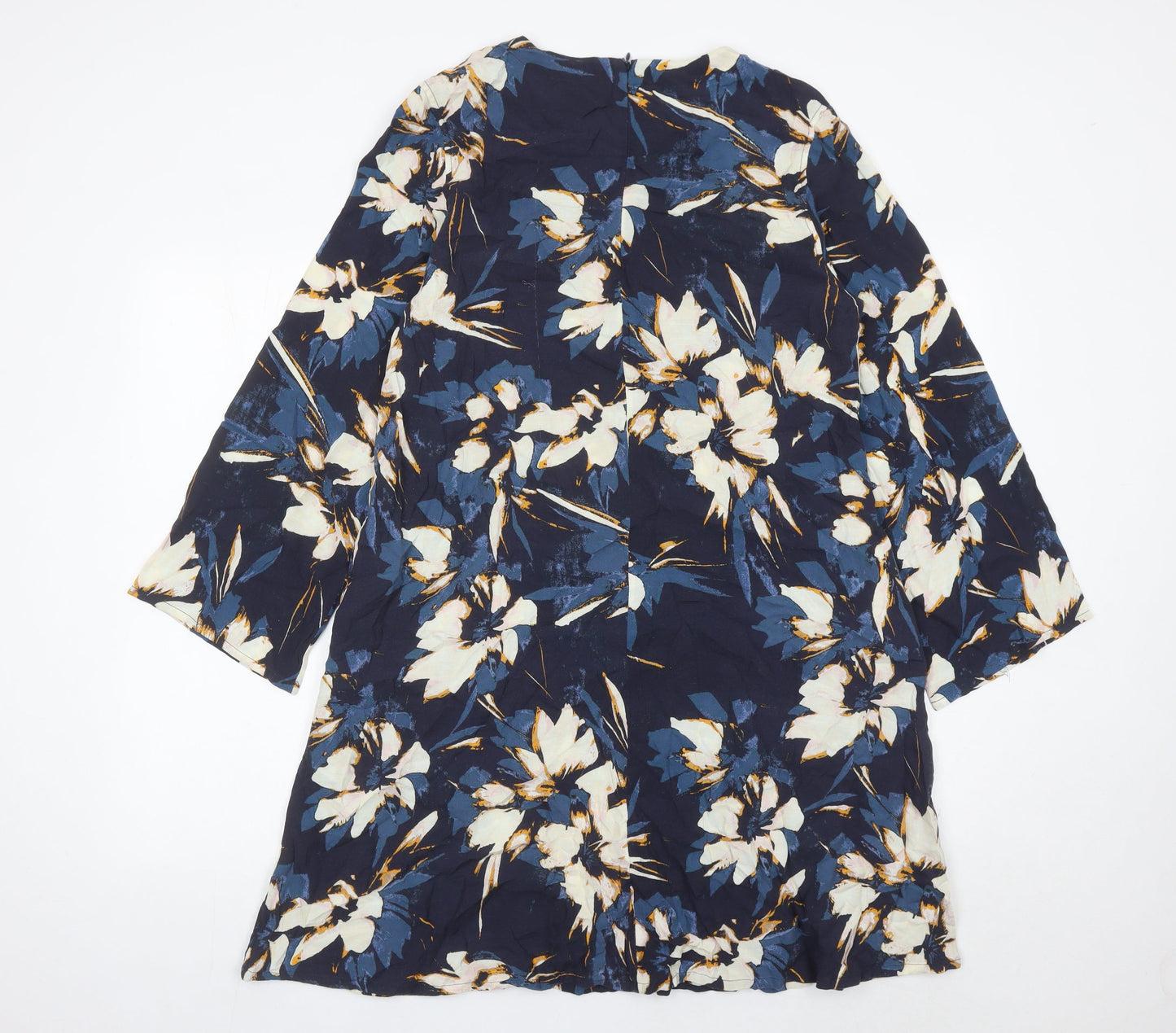 Wrap London Women’s Blue Floral Shift Dress UK 10 Knee Length