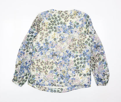 Esprit Womens Multicoloured Floral Chiffon Blouse S V-Neck Long Sleeve