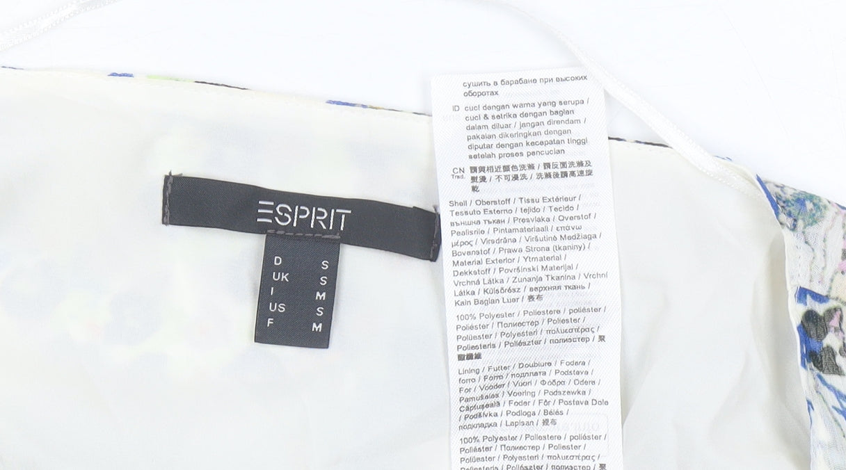 Esprit Womens Multicoloured Floral Chiffon Blouse S V-Neck Long Sleeve