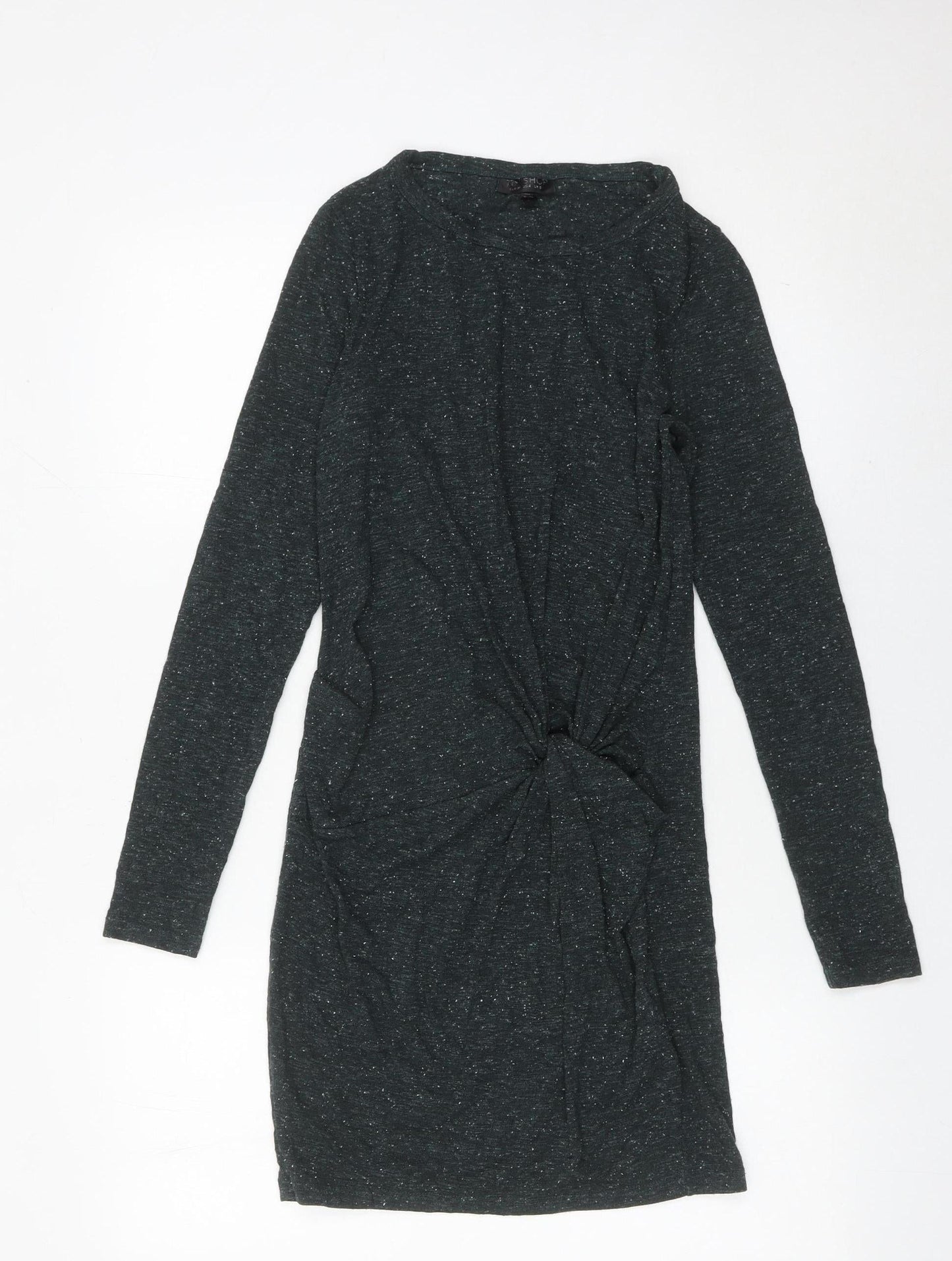Topshop Women Black Size 8 Bodycon Knot Dress Long Sleeve