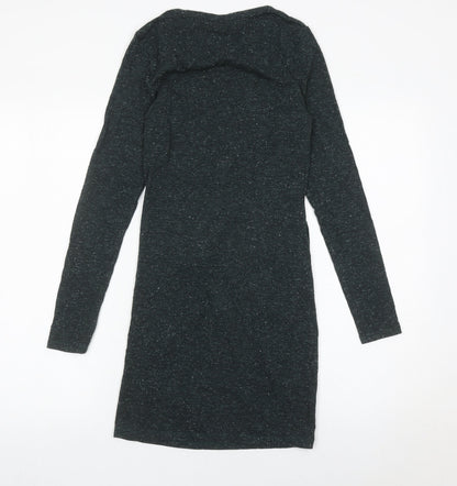 Topshop Women Black Size 8 Bodycon Knot Dress Long Sleeve