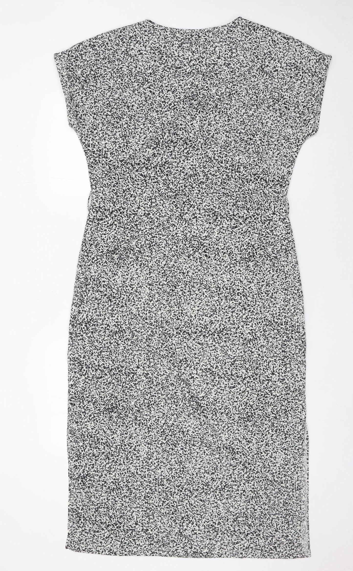 Garcia Womens Black White Sheath Dress Size L V-Neck Stretch Work