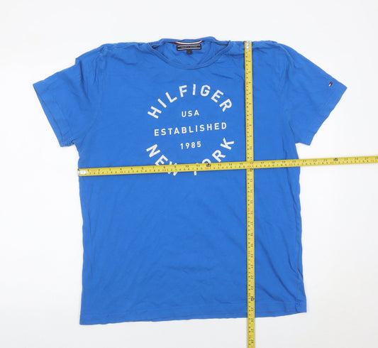 Tommy Hilfiger Men's Blue Graphic Print Cotton T-Shirt Size L