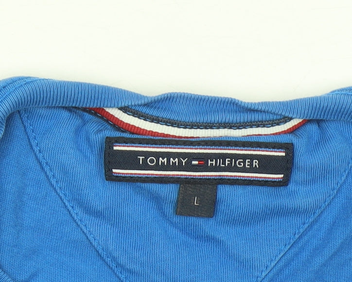 Tommy Hilfiger Men's Blue Graphic Print Cotton T-Shirt Size L