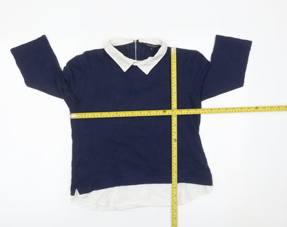 French Connection Women’s Blue Collared Zip Back Pullover Sweatshirt M