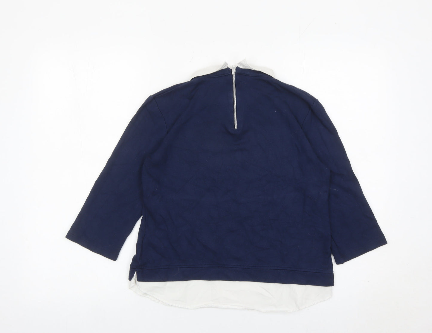 French Connection Women’s Blue Collared Zip Back Pullover Sweatshirt M