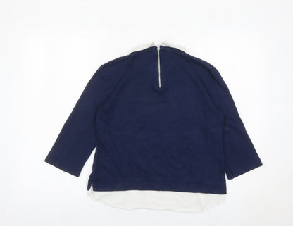 French Connection Women’s Blue Collared Zip Back Pullover Sweatshirt M