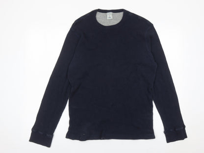 Old Navy Men’s Navy Blue Waffle-Knit Cotton Pullover Jumper M