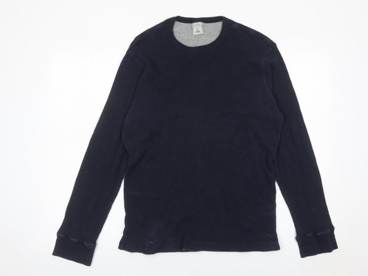 Old Navy Men’s Navy Blue Waffle-Knit Cotton Pullover Jumper M
