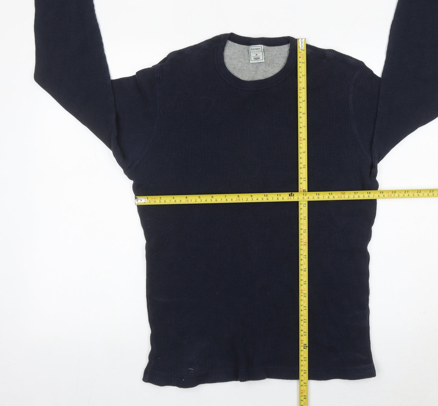 Old Navy Men’s Navy Blue Waffle-Knit Cotton Pullover Jumper M