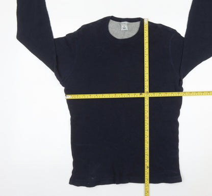 Old Navy Men’s Navy Blue Waffle-Knit Cotton Pullover Jumper M