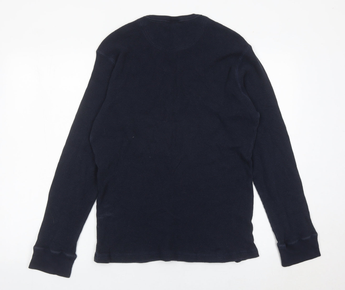 Old Navy Men’s Navy Blue Waffle-Knit Cotton Pullover Jumper M