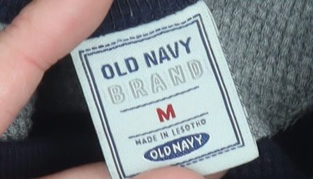 Old Navy Men’s Navy Blue Waffle-Knit Cotton Pullover Jumper M