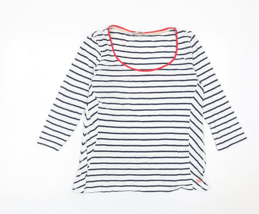 Crew Clothing Co. Women’s White Navy Stripe Cotton 3/4 Sleeve Top Size 14