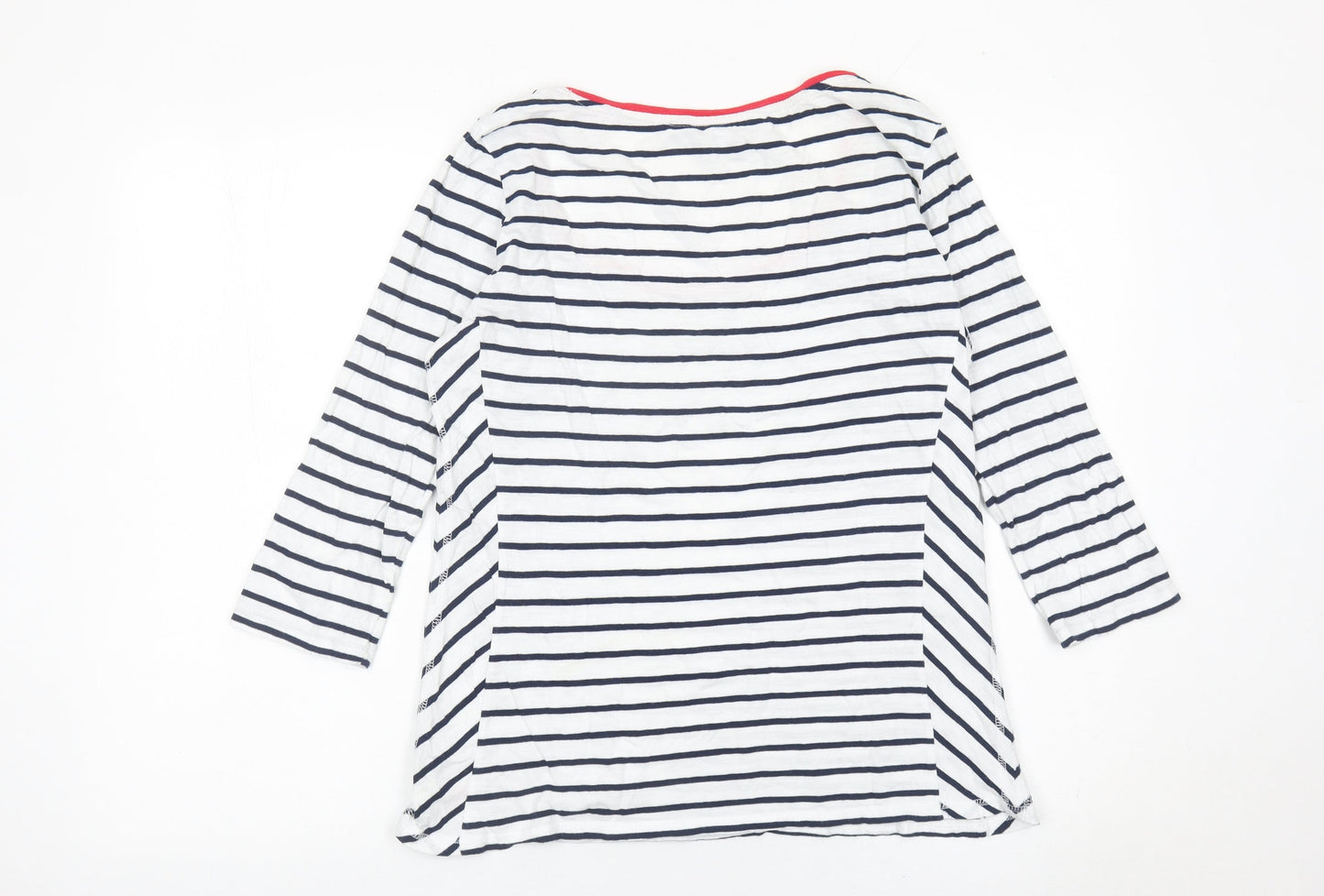 Crew Clothing Co. Women’s White Navy Stripe Cotton 3/4 Sleeve Top Size 14