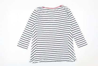 Crew Clothing Co. Women’s White Navy Stripe Cotton 3/4 Sleeve Top Size 14